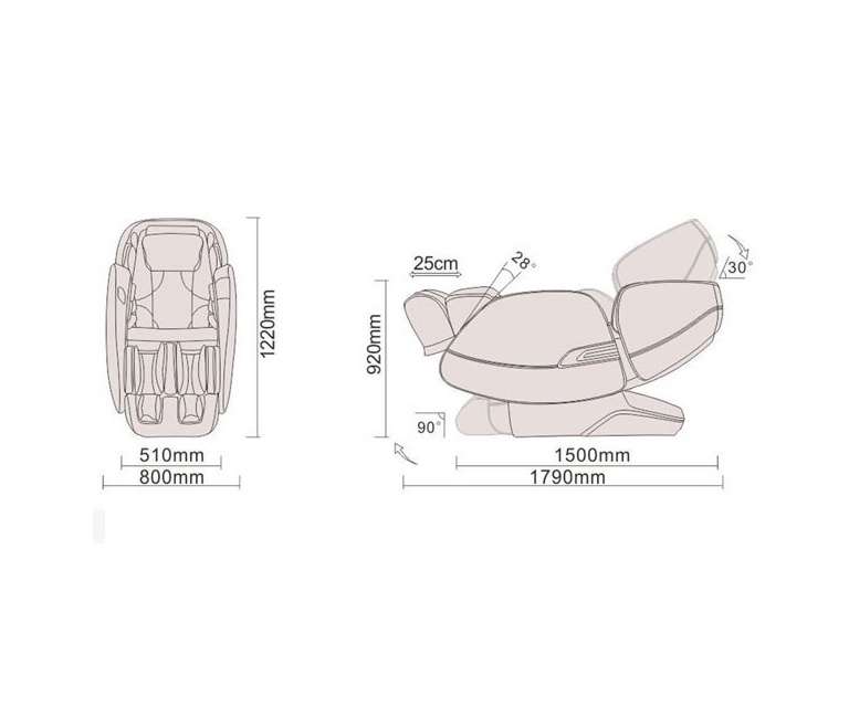 Размеры массажного кресла